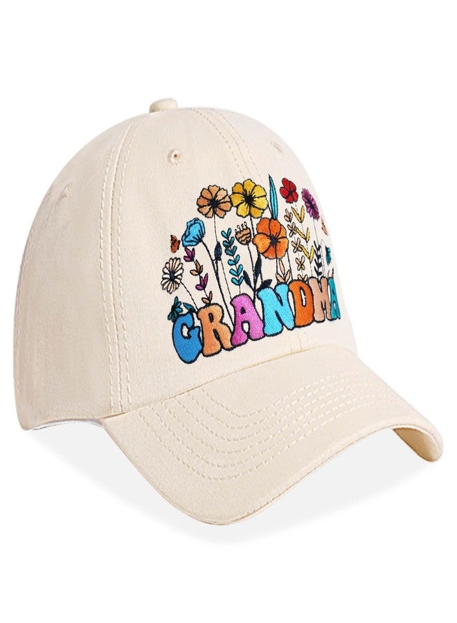 Tmsek Best Grandma Gifts - Grandma Hat, Mothers Gift for New Grandparents Birthday Embroidered Baseball Cap (Women Flower Hats) - Image 3